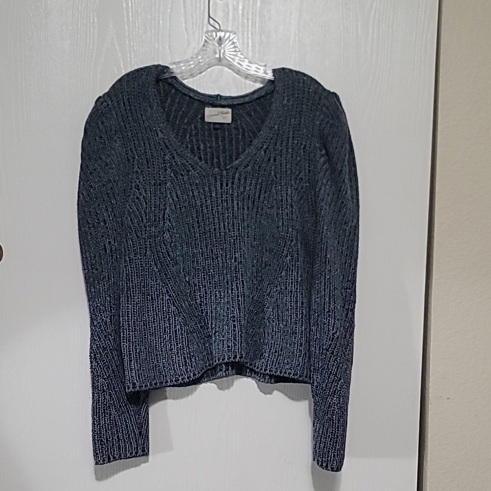 Universal thread navy blue black recycled cotton blend knit sweater top v neck